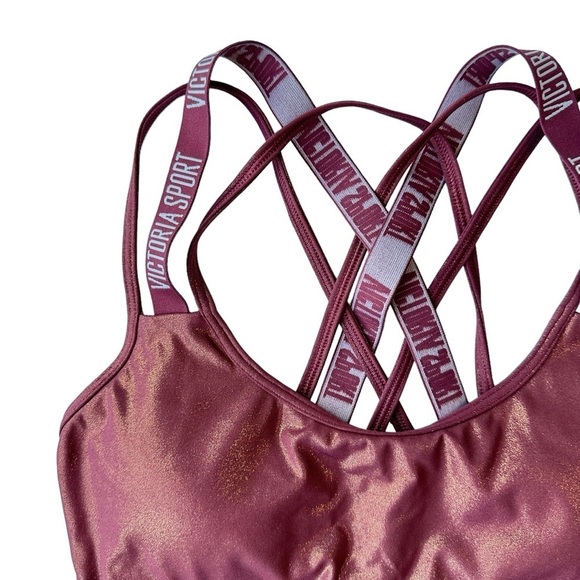 VICTORIA’S SECRET METALLIC MAROON  RACERBACK SPORTS BRA SIZE XS - Picture 12 of 13